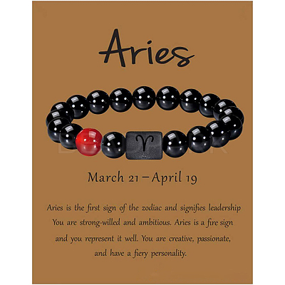12 Constellation Natural Round Carnelian Beads Stretch Bracelets WGD22B0-17-1