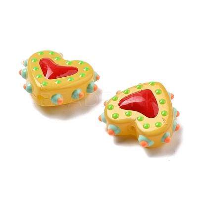 Baking Paint Glass Bumpy Beads Heart LAMP-V001-07H-1