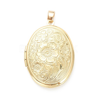 Brass Locket Pendants KK-P199-09G-1