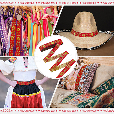 Ethnic Style Polyester Jacquard Ribbon OCOR-WH0078-478A-04-1