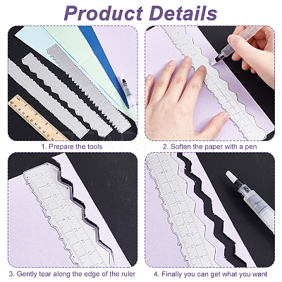  Paper Tearing Ruler Deckle Edge Ruler with 2 Different