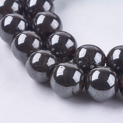 Magnetic Synthetic Hematite Beads Strands G-Q893-10mm-1