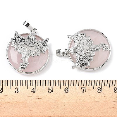Natural Rose Quartz Flat Round Pendants G-G279-01P-10-1
