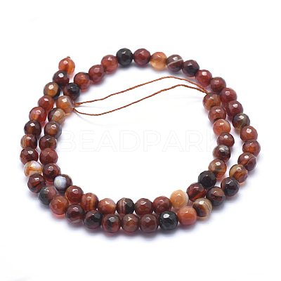 Natural Striped Agate/Banded Agate Beads G-J371-07-6mm-1
