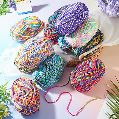 Light Gradient Segment Dyed Polyester Yarn DIY-TADJ0002-005D-1