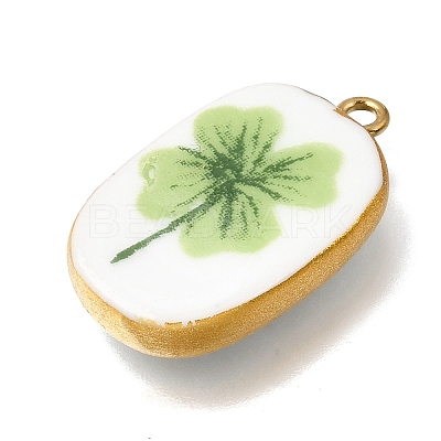 Fruit & Floral & Animals Printed Handmade Porcelain Pendants X-STAS-Z207-01G-08-1