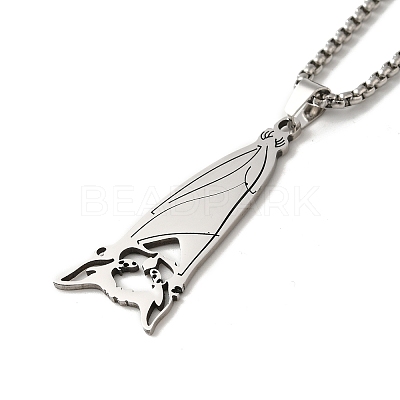 Non-Tarnish Bat Pendant Necklaces NJEW-C044-01P-1