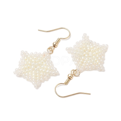 Snowflake Braided Glass Seed Bead Dangle Earrings EJEW-JE05868-1
