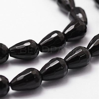 Natural Black Onyx Beads Strands G-P161-25-14x10mm-1