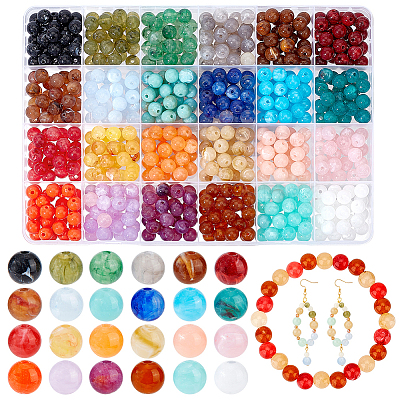 24 Colors Round Imitation Gemstone Acrylic Beads OACR-PH0004-09C-1