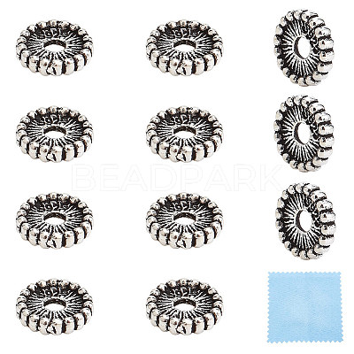 12Pcs Tibetan Style Sterling Silver Spacer Beads STER-BC0001-80-1