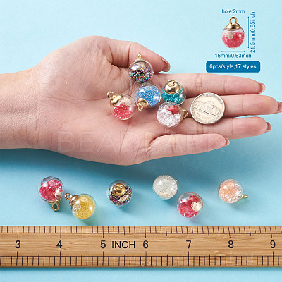 Transparent Glass Globe Pendants GLAA-KS0001-02-1