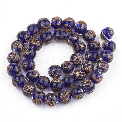 Handmade Gold Sand Lampwork Beads LAMP-T006-06C-1