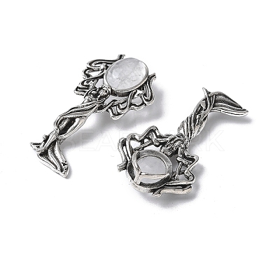 Angel Brass Natural Quartz Crystal Pendants KK-D361-02AS-18-1