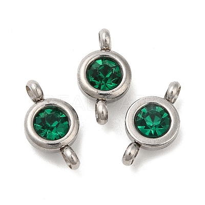 304 Stainless Steel Single Rhinestone Connector Charms STAS-E194-13P-07-1