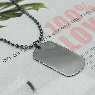 304 Stainless Steel Blank Military Dog Tag Pendant Necklaces JF4506-3-1