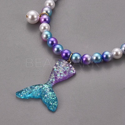 Plastic Imitation Pearl Stretch Bracelets and Necklace Jewelry Sets X-SJEW-JS01053-02-1