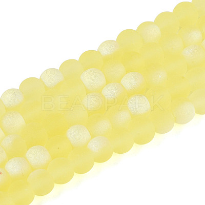Frosted Transparent Glass Beads Strands GLAA-T032-T4mm-MBB12-1