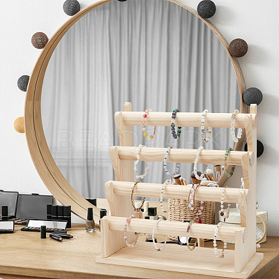 4-Tier Assembled Wood Bracelets/Bangles Display Riser Stands BDIS-WH0008-15-1
