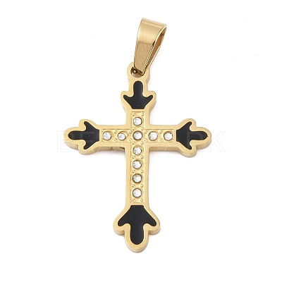 Ion Plating(IP) 304 Stainless Steel Enamel Rhinestone Pendants STAS-Q325-05M-G-1