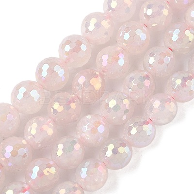 Electroplated Natural Rose Quartz Beads Strands G-Z038-A03-03AB-01-1