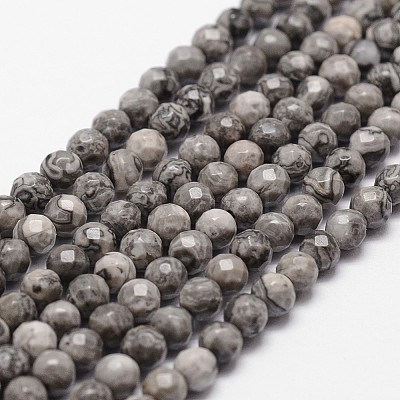 Natural Map Stone/Picasso Stone/Picasso Jasper Beads Strands X-G-D840-35-4mm-1
