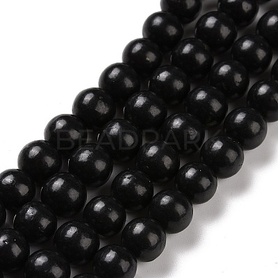 Natural Shungite Beads Strands G-D481-15A-1