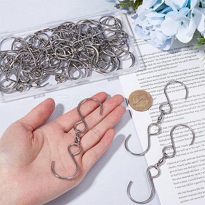30Pcs Stainless Steel Spinning S Shaped Hooks AJEW-SP0001-43-1