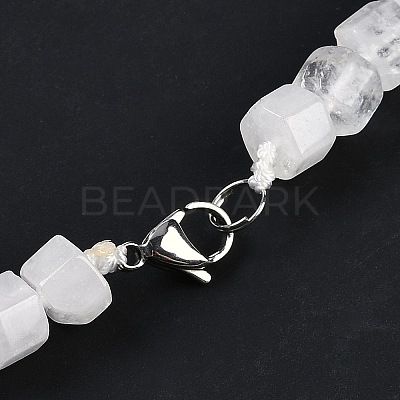 Natural Quartz Crystal Hexagon Prism Graduated Beaded Necklaces for Women Men NJEW-K388-03A-1