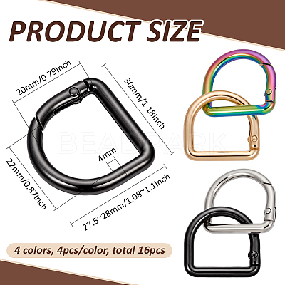 16Pcs 4 Colors Alloy Spring Gate Rings FIND-BC0014-18-1