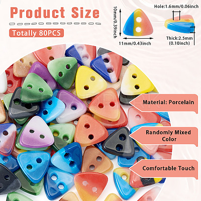 80Pcs 2-Hole Porcelain Buttons PORC-PJ0001-02A-1