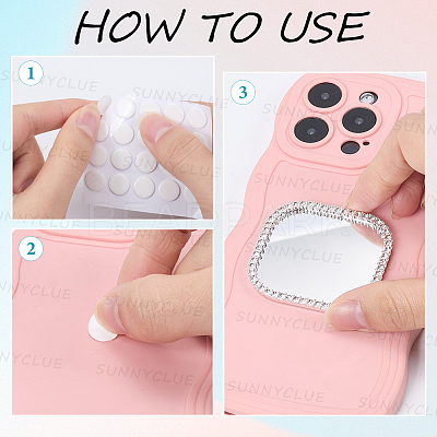 2Pcs Alloy Rhinestones & Glass Makeup Mirror for Phone Cases Phone AJEW-SC0003-75D-1