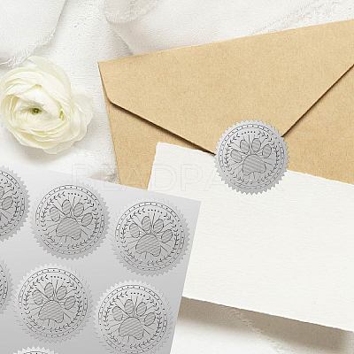 34 Sheets Silver Foil Embossed PET Picture Sticker DIY-WH0528-019-1
