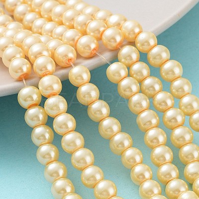 Baking Paint Pearlized Glass Pearl Round Bead Strands X-HY-Q003-6mm-61-1