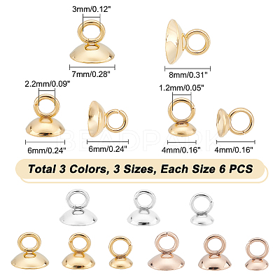 36Pcs 6 Style 201 Stainless Steel Bead Cap Pendant Bails STAS-DC0008-28-1