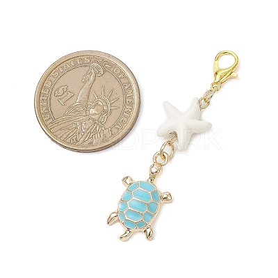 Alloy Enamel Turtle Pendant Decoration HJEW-JM04356-1