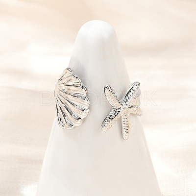 Brass Adjustable Cuff Rings for Women RJEW-B132-02B-P-1