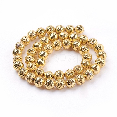Electroplated Natural Lava Rock Bead Strands G-E429-01-8mm-G-1