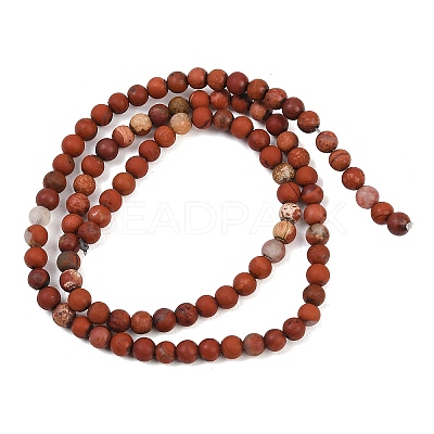 Frosted Natural Red Jasper Beads Strands G-C270-M01-4mm-1