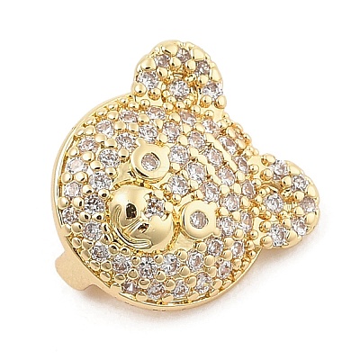 Brass Micro Pave Cubic Zirconia Slide Charms ZIRC-I068-04G-A-1