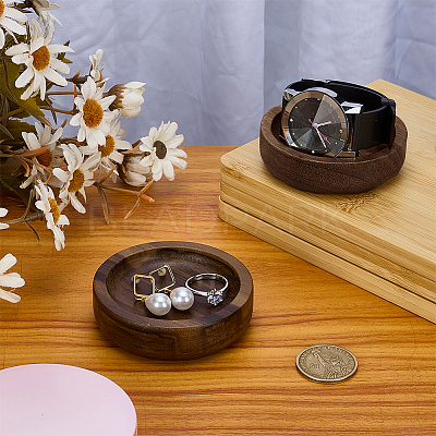 Flat Round Wood Jewelry Plate DJEW-WH0027-06B-1
