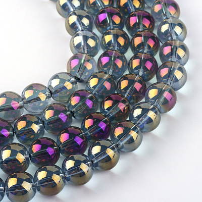 Electroplate Glass Beads Strands X-EGLA-Q062-8mm-A03-1