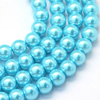 Baking Paint Pearlized Glass Pearl Round Bead Strands HY-Q330-8mm-48-1