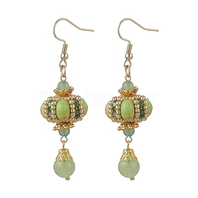 Lantern 304 Stainless Steel Synthetic Imperial Jasper Dangle Earrings EJEW-MZ00609-1
