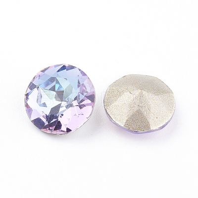 Pointed Back & Back Plated Glass Rhinestone Cabochons RGLA-J012-10mm-001VL-1
