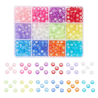 600Pcs 12 Colors Transparent Acrylic Beads TACR-YW0001-34-1