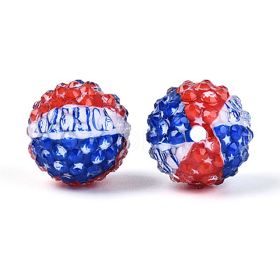 Independence Day Opaque Acrylic Round Beads OACR-T029-07D-1