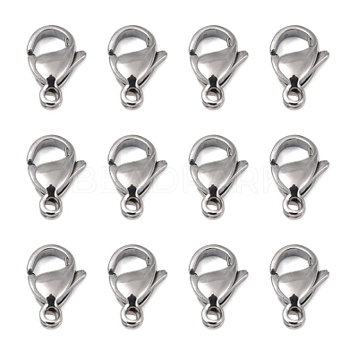 Tarnish Resistant Polished 316 Surgical Stainless Steel Lobster Claw Clasps X-STAS-R072-12A-1