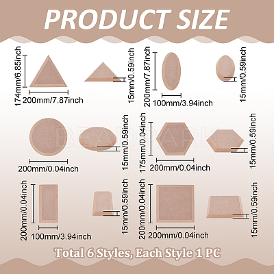 6Pcs MDF Wood Ceramic Clay Craft Mold Set DIY-WH0349-400A-1