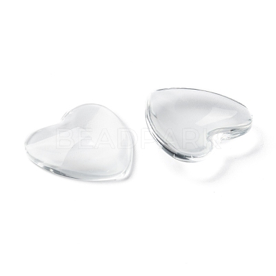 Transparent Glass Heart Cabochons GGLA-R021-25mm-1